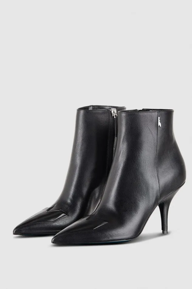 Patrizia Pepe Heeled Leather Ankle Boots Black Nero Footwear