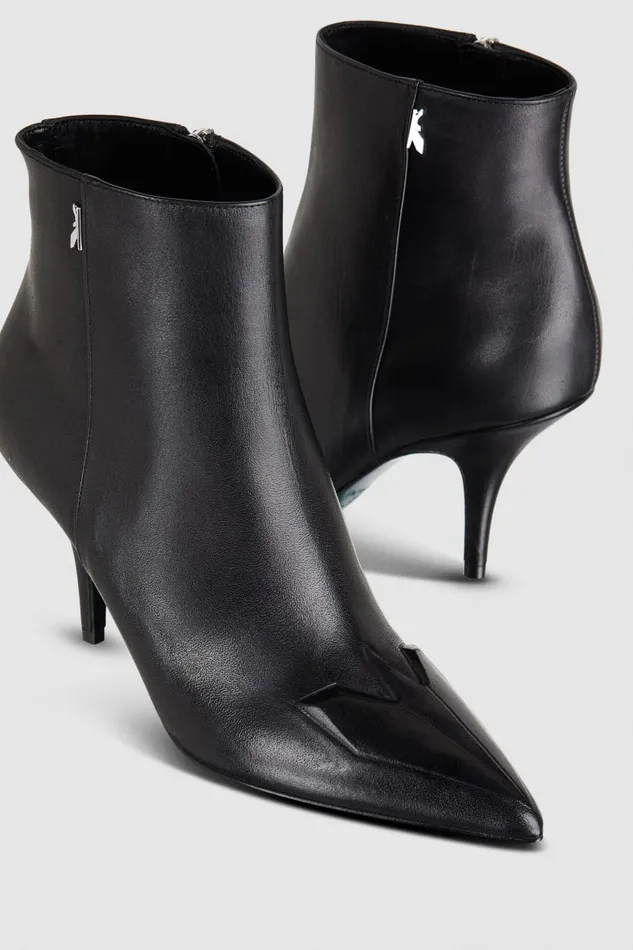 Patrizia Pepe Heeled Leather Ankle Boots Black Nero Footwear