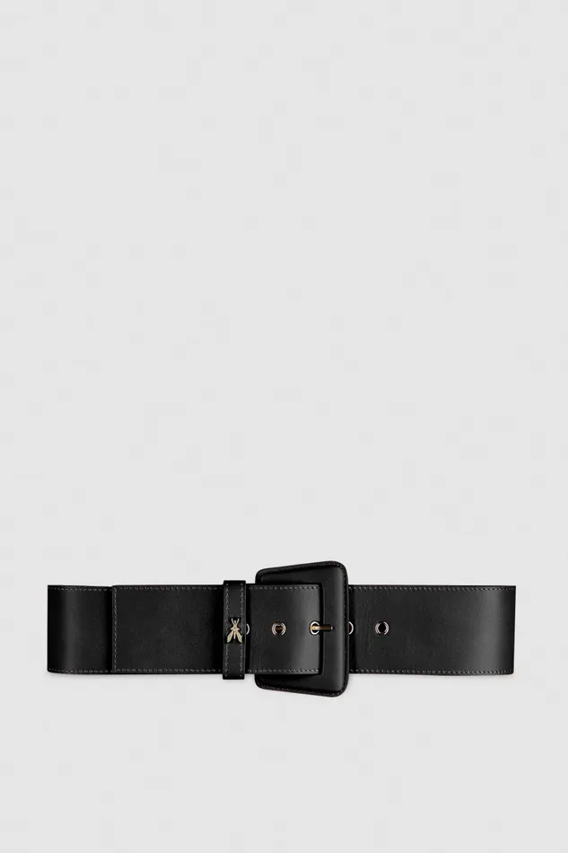 Patrizia Pepe Highwaisted Belt With Leather Lining Black Nero Accessories