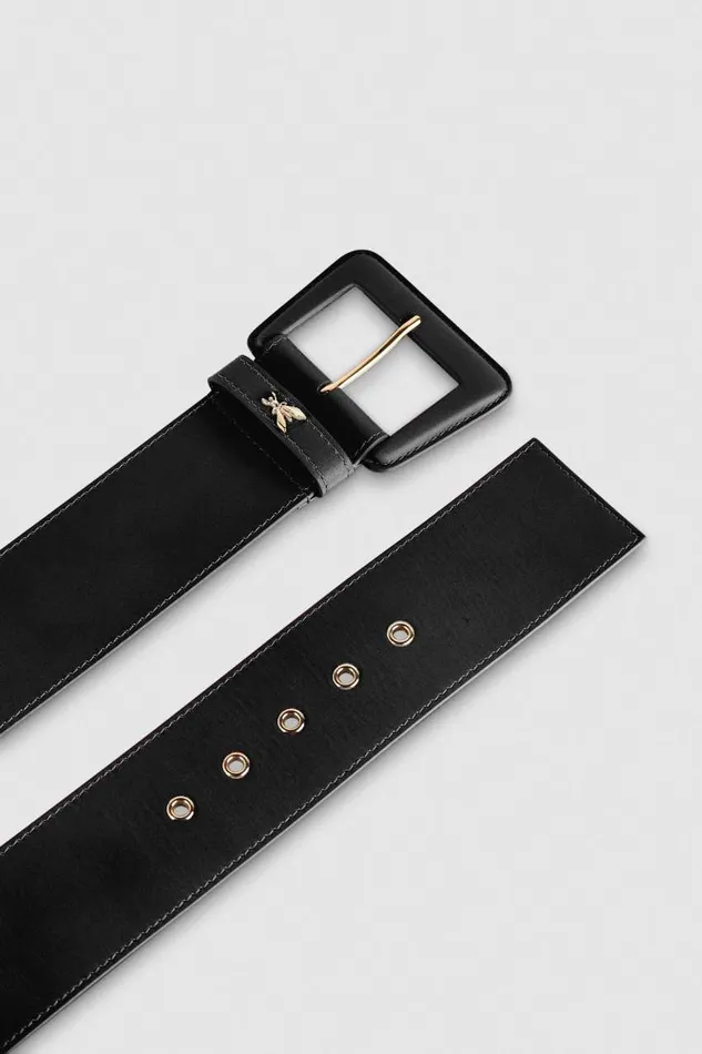 Patrizia Pepe Highwaisted Belt With Leather Lining Black Nero Accessories