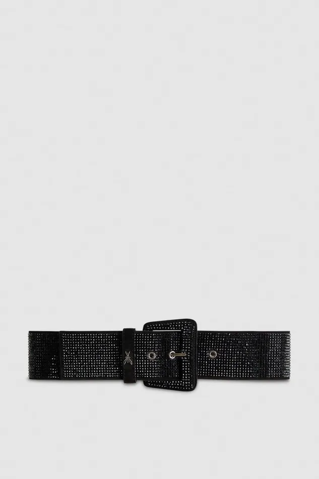 Patrizia Pepe Highwaisted Belt With Rhinestones Black Total Black Crystal Accessories