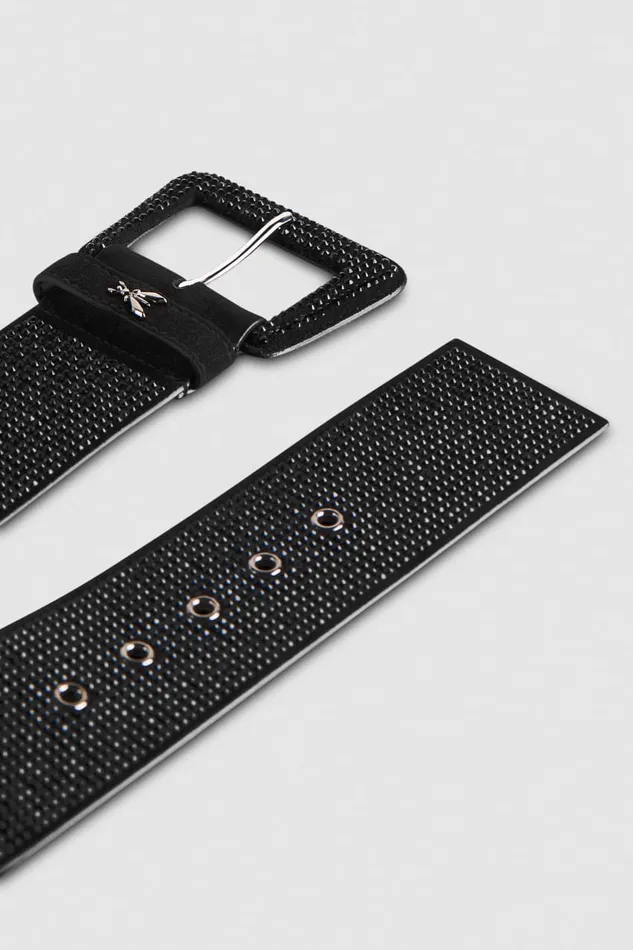 Patrizia Pepe Highwaisted Belt With Rhinestones Black Total Black Crystal Accessories