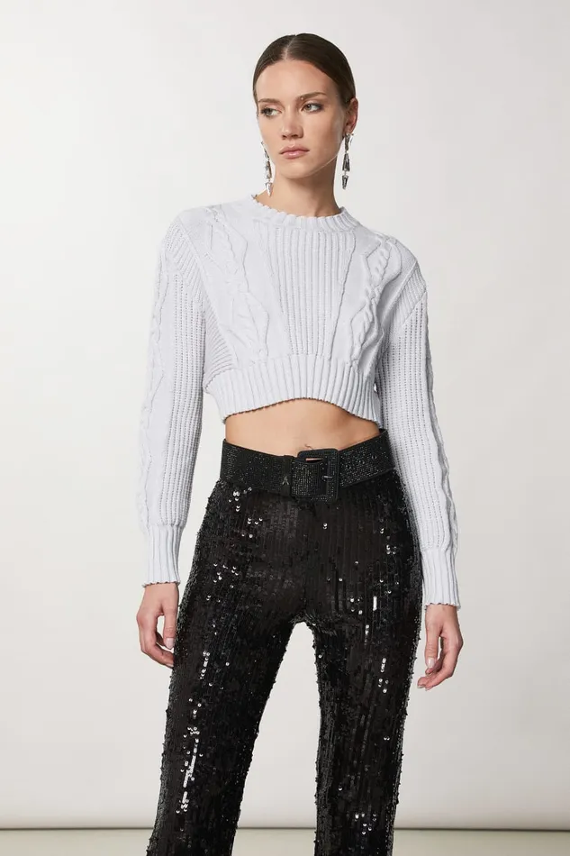 Patrizia Pepe Highwaisted Belt With Rhinestones Black Total Black Crystal Accessories