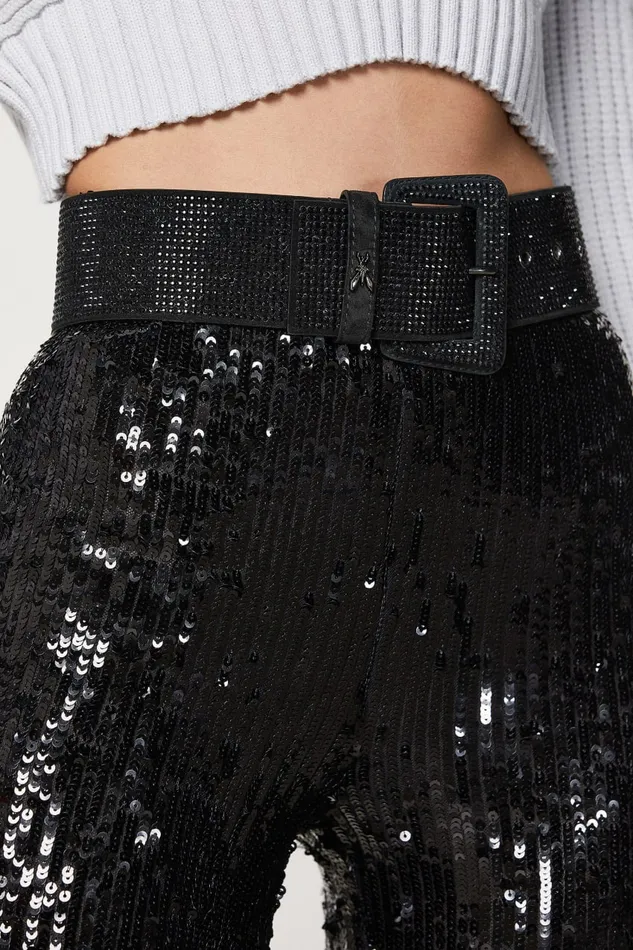 Patrizia Pepe Highwaisted Belt With Rhinestones Black Total Black Crystal Accessories