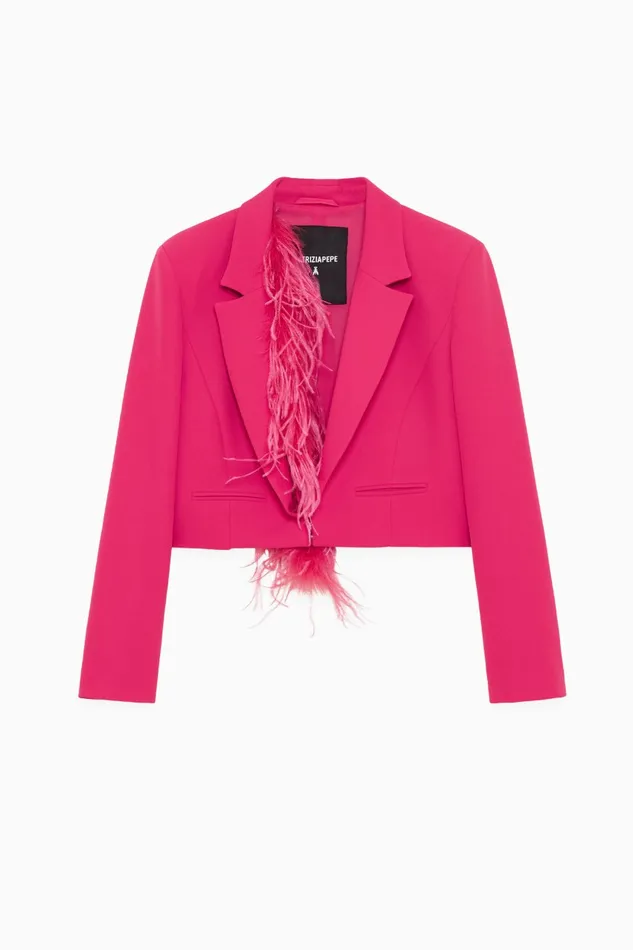 Patrizia Pepe Jacket In Stretch Fabric Pink Poison Orchid Apparel Blazers