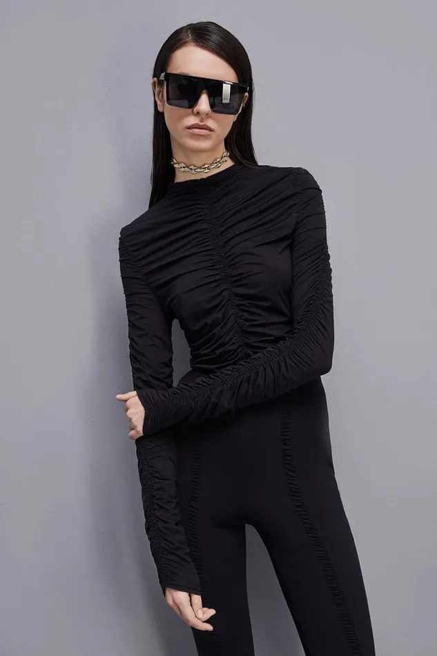 Patrizia Pepe Jersey Sweater With Zipper Black Nero Apparel Tops