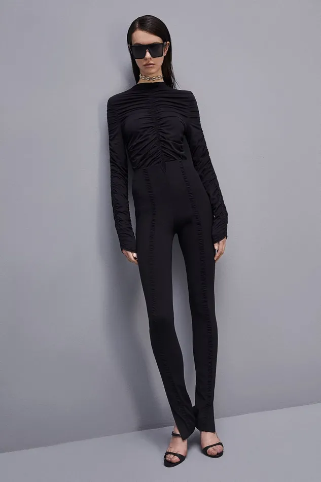 Patrizia Pepe Jersey Sweater With Zipper Black Nero Apparel Tops