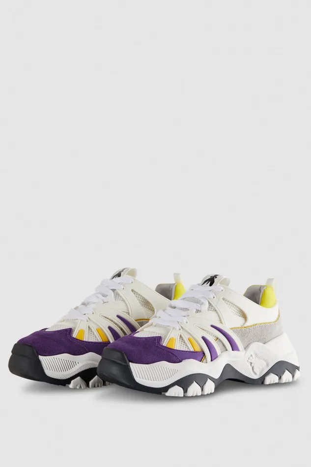 Patrizia Pepe Leather Running Sneakers Purple Violetyellow Footwear