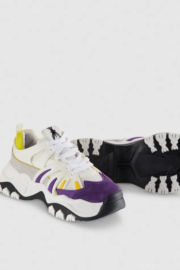 Patrizia Pepe Leather Running Sneakers Purple Violetyellow Footwear