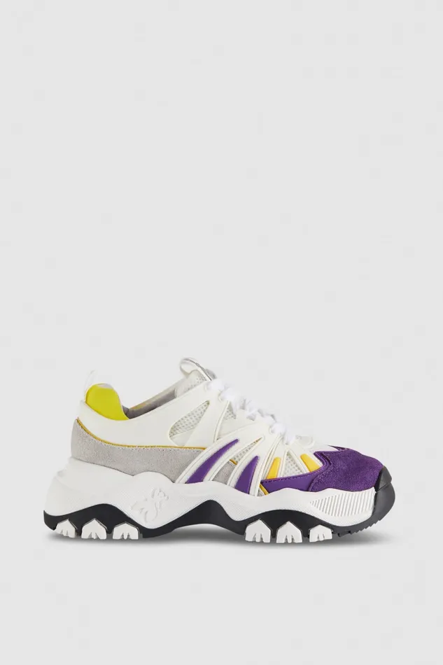 Patrizia Pepe Leather Running Sneakers Purple Violetyellow Footwear