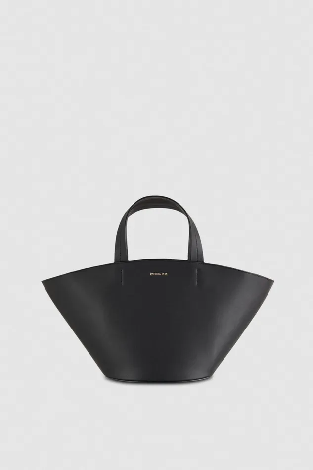 Patrizia Pepe Leather Shopping Bag With Handles Black Nero Bags Shoppers