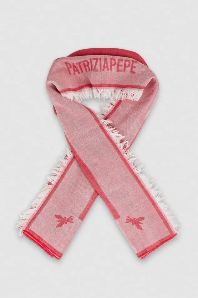 Patrizia Pepe Logo Print Scarf Pink Hybrid Rose Accessories