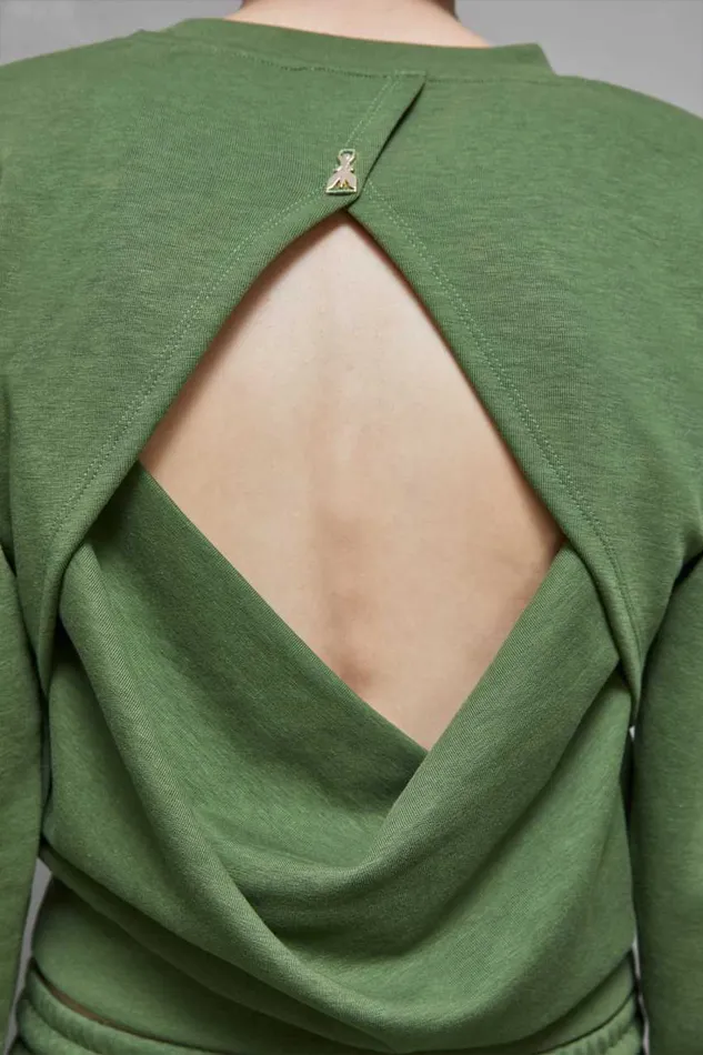 Patrizia Pepe Longsleeved Cotton Sweatshirt Green Green Garden Apparel Sweaters