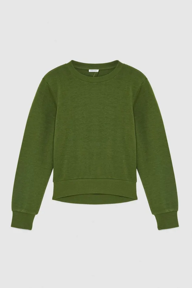 Patrizia Pepe Longsleeved Cotton Sweatshirt Green Green Garden Apparel Sweaters