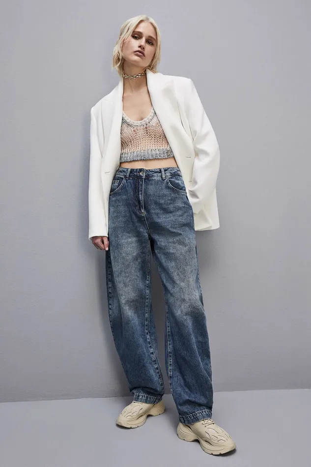 Patrizia Pepe Low Waist Balloon Denim Pants Light Blue Vintage Wash Apparel Jeans