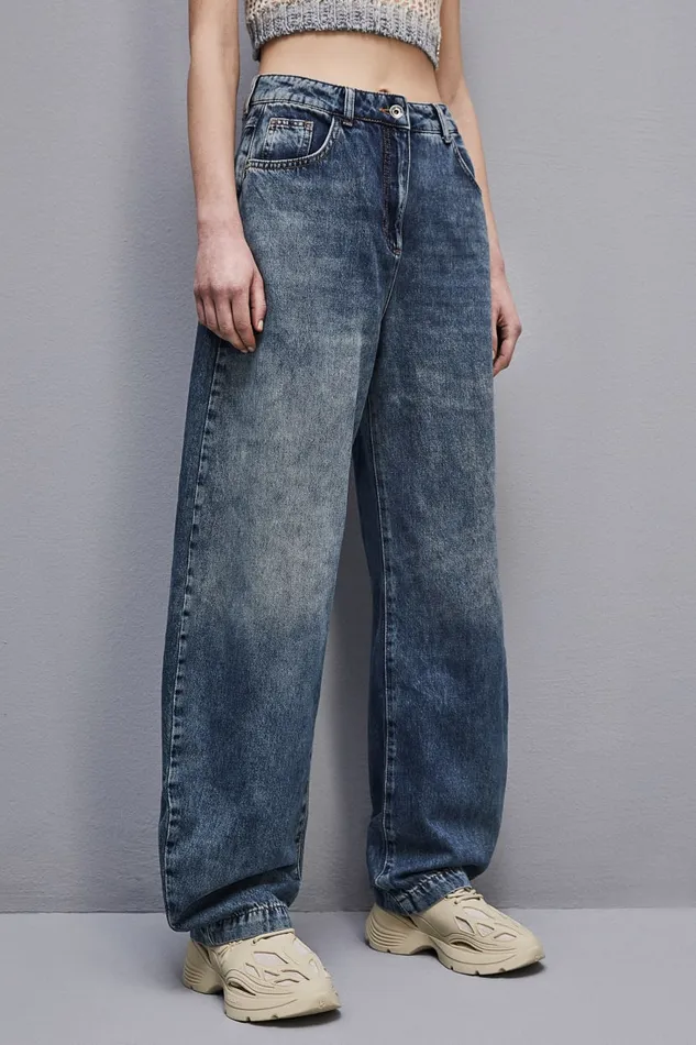 Patrizia Pepe Low Waist Balloon Denim Pants Light Blue Vintage Wash Apparel Jeans