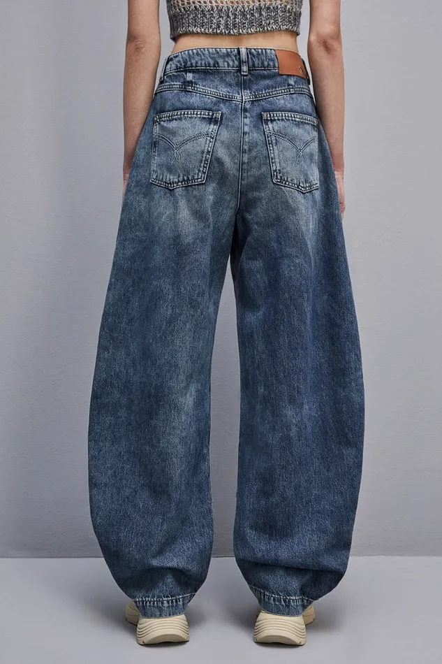 Patrizia Pepe Low Waist Balloon Denim Pants Light Blue Vintage Wash Apparel Jeans