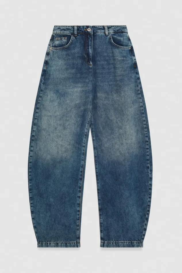 Patrizia Pepe Low Waist Balloon Denim Pants Light Blue Vintage Wash Apparel Jeans