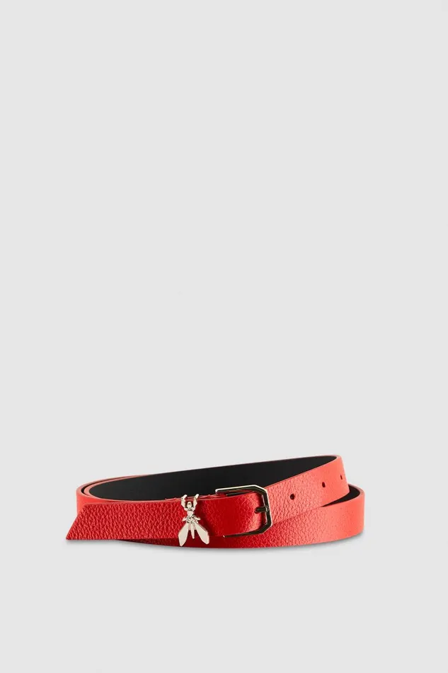Patrizia Pepe Lowwaist Hammered Leather Belt Red Glam Red Accessories