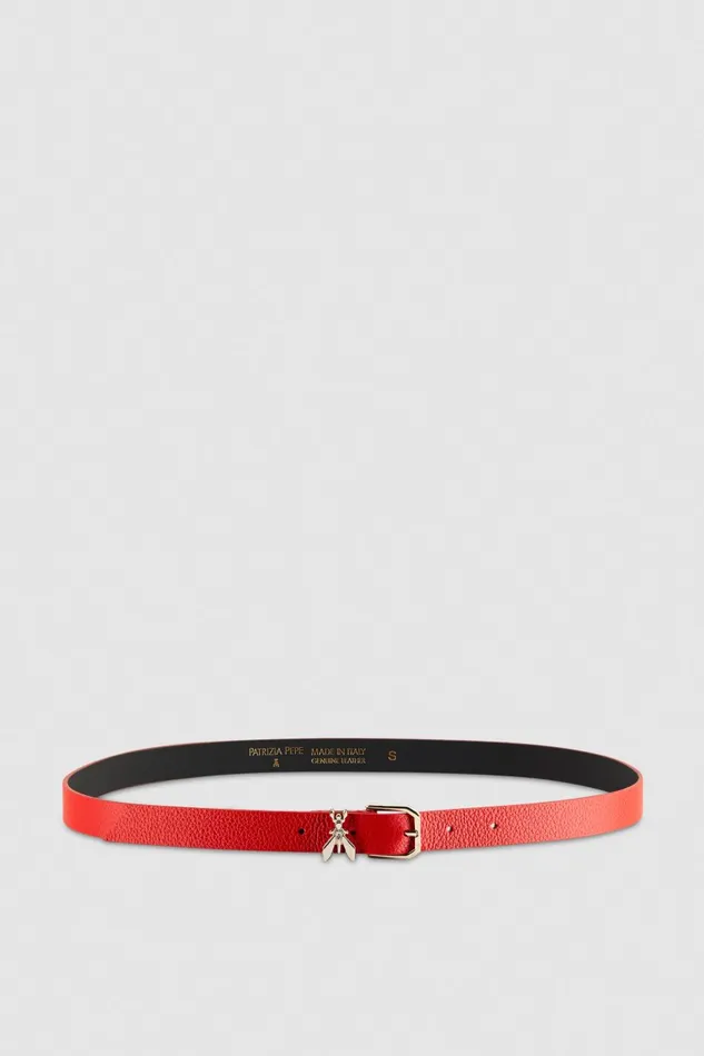 Patrizia Pepe Lowwaist Hammered Leather Belt Red Glam Red Accessories