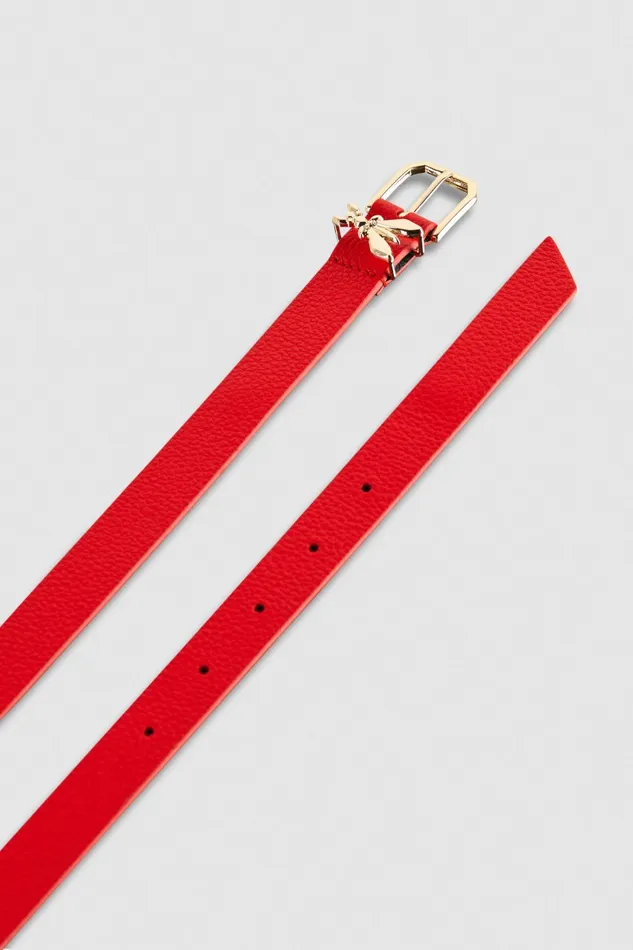 Patrizia Pepe Lowwaist Hammered Leather Belt Red Glam Red Accessories