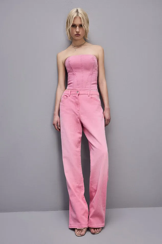 Patrizia Pepe Low Waist Straight Pants Pink Pink Stone Wash Apparel Jeans