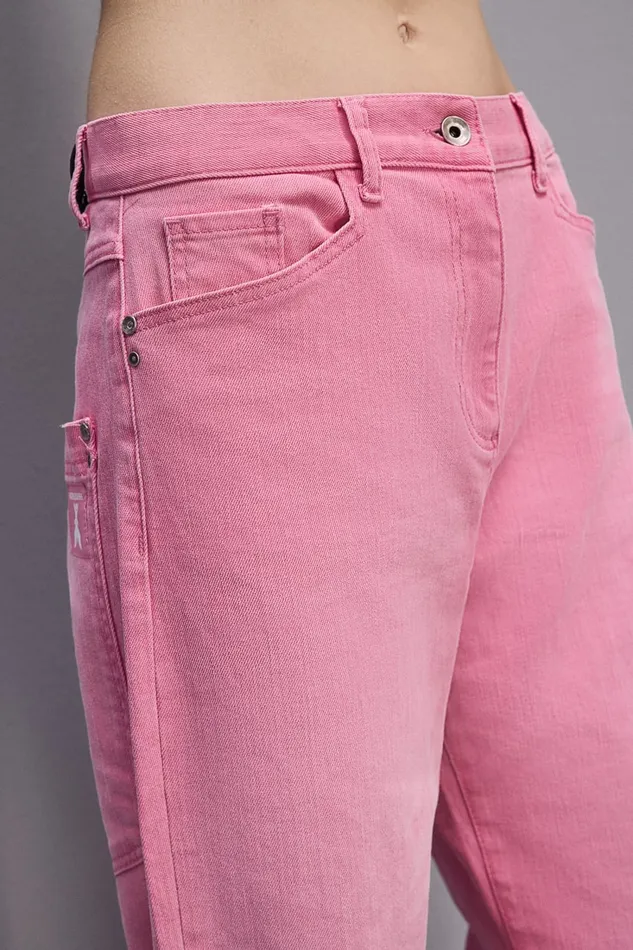Patrizia Pepe Low Waist Straight Pants Pink Pink Stone Wash Apparel Jeans