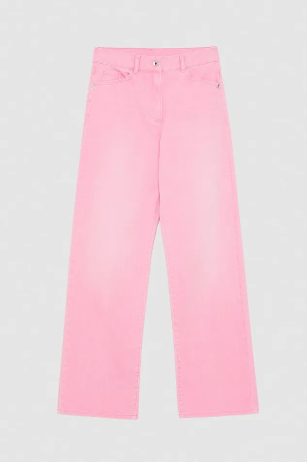 Patrizia Pepe Low Waist Straight Pants Pink Pink Stone Wash Apparel Jeans