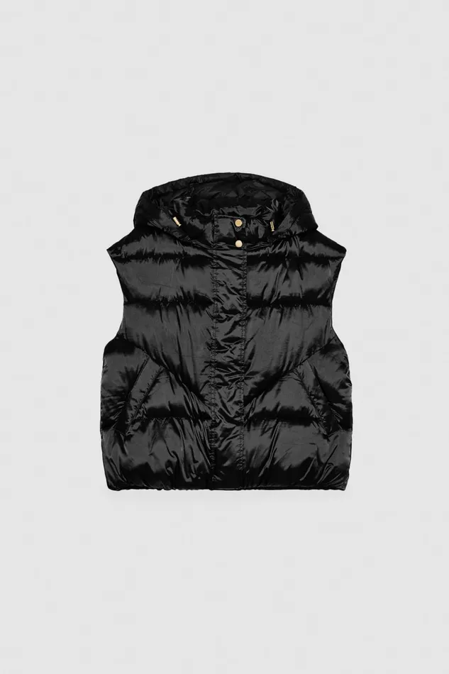 Patrizia Pepe Nylon Sleeveless Down Jacket Black Nero Apparel Down Jackets