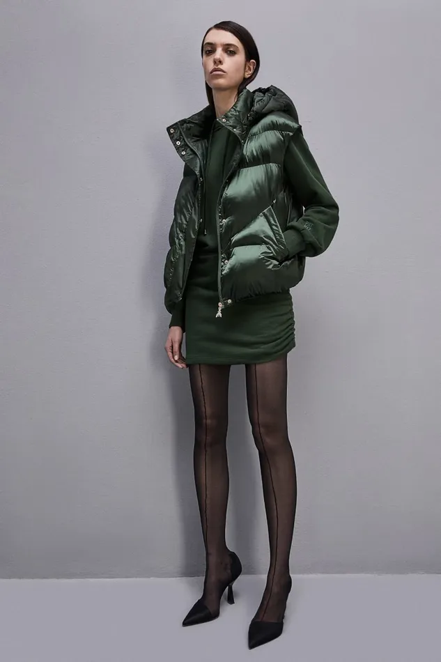 Patrizia Pepe Nylon Sleeveless Down Jacket Green Tuscany Green Apparel Down Jackets