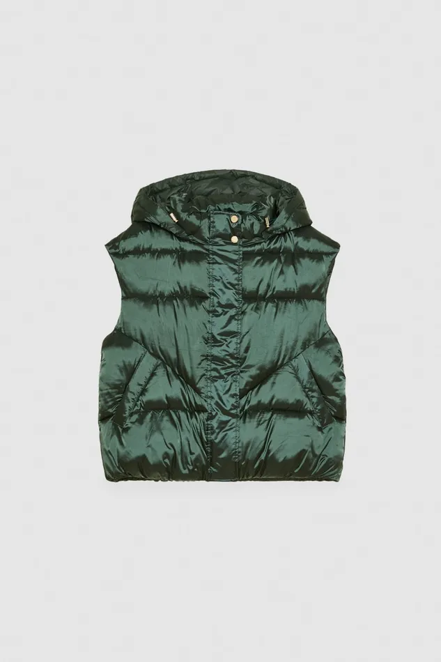 Patrizia Pepe Nylon Sleeveless Down Jacket Green Tuscany Green Apparel Down Jackets