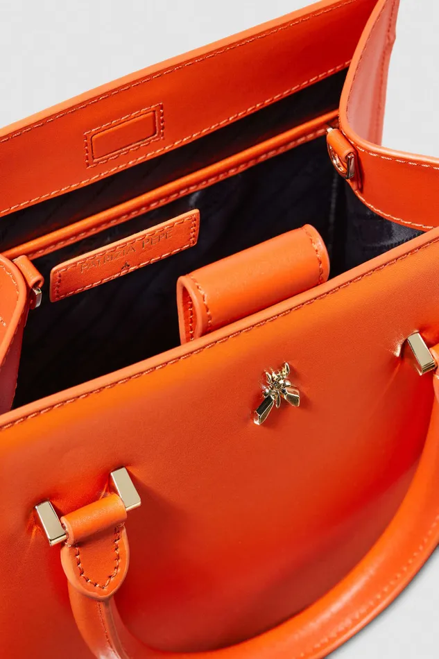 Patrizia Pepe Orange Handbag With Shoulder Strap Solar Orange Bags Handbags