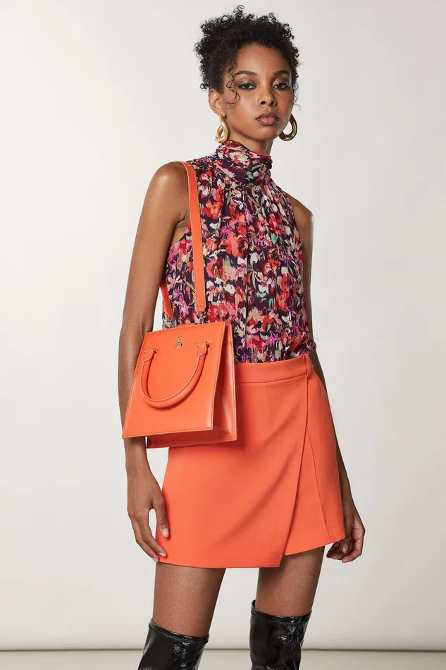 Patrizia Pepe Orange Handbag With Shoulder Strap Solar Orange Bags Handbags
