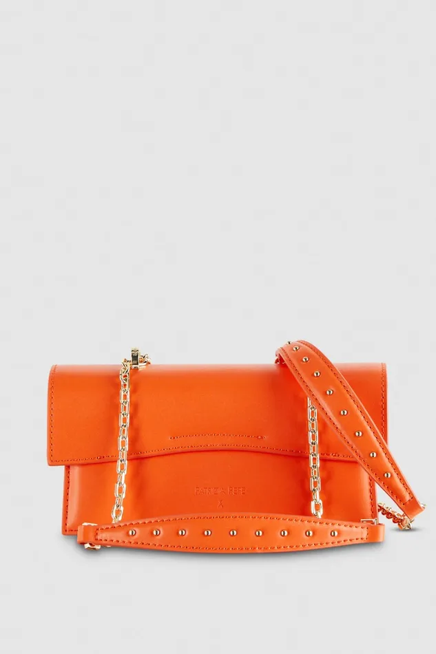 Patrizia Pepe Orange Leather Fly Bamby Bag Solar Orange Bags Handbags