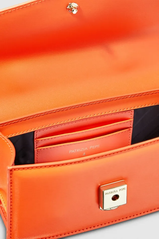Patrizia Pepe Orange Leather Fly Bamby Bag Solar Orange Bags Handbags