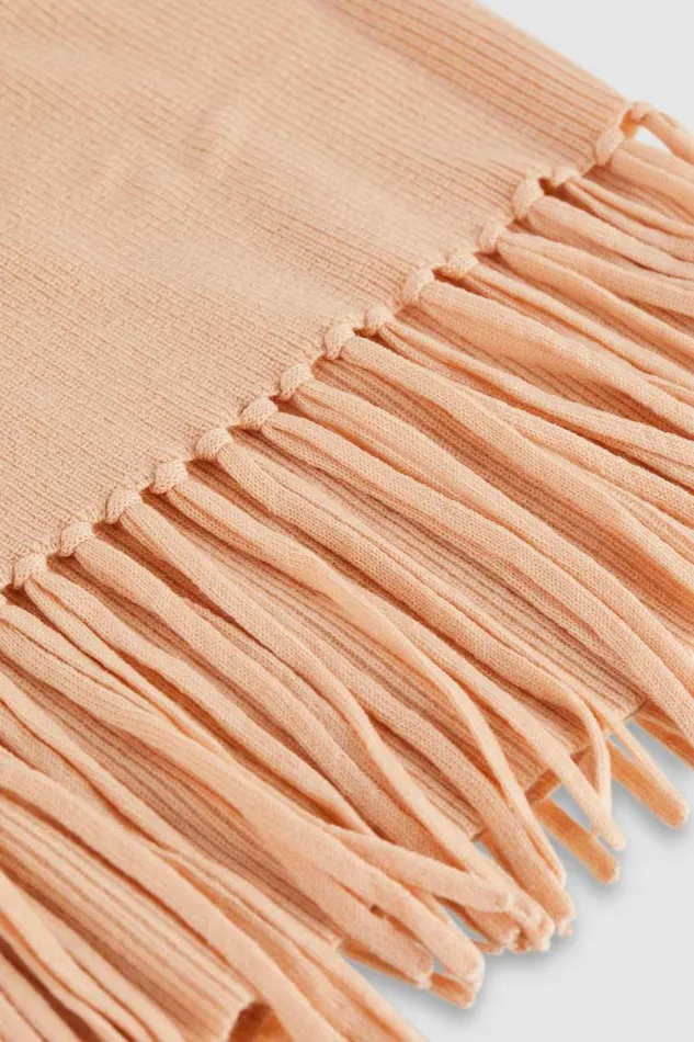 Patrizia Pepe Organic Wool Fringed Poncho Beige Golden Beige Accessories