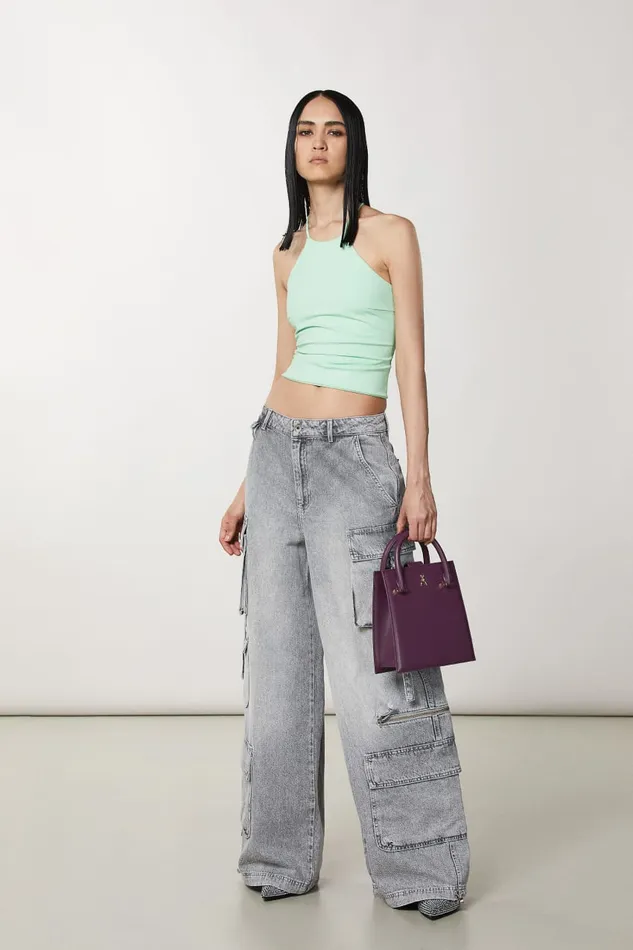 Patrizia Pepe Purple Handbag With Shoulder Strap Futuristic Purple Bags Handbags