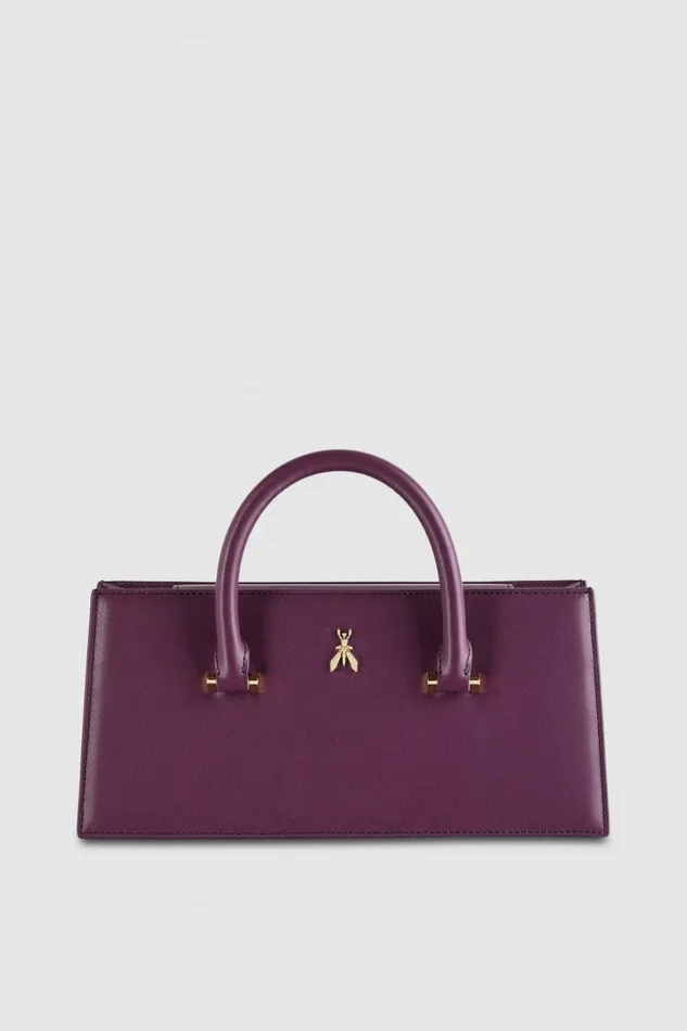 Patrizia Pepe Purple Leather Fly Bamby Bag With Handles Futuristic Purple Bags Handbags