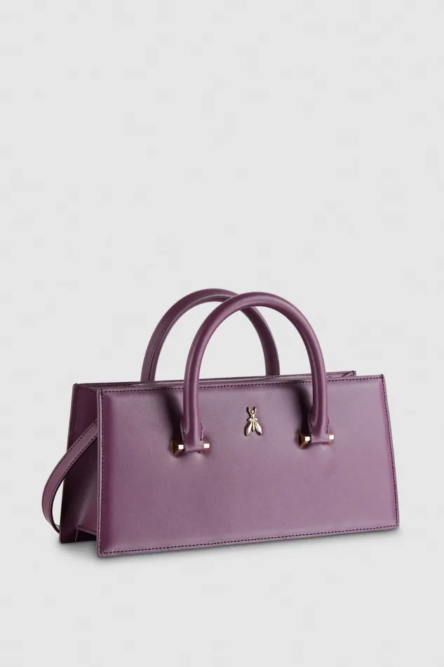 Patrizia Pepe Purple Leather Fly Bamby Bag With Handles Futuristic Purple Bags Handbags
