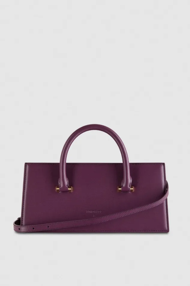 Patrizia Pepe Purple Leather Fly Bamby Bag With Handles Futuristic Purple Bags Handbags