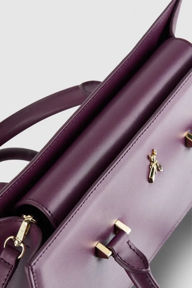 Patrizia Pepe Purple Leather Fly Bamby Bag With Handles Futuristic Purple Bags Handbags