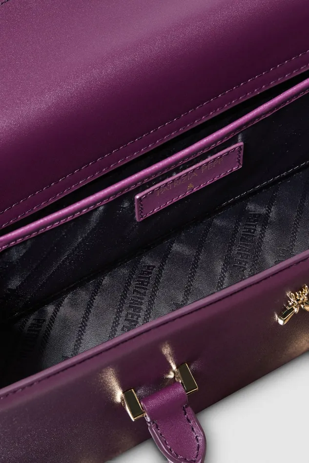 Patrizia Pepe Purple Leather Fly Bamby Bag With Handles Futuristic Purple Bags Handbags