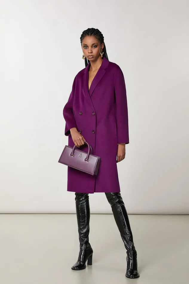 Patrizia Pepe Purple Leather Fly Bamby Bag With Handles Futuristic Purple Bags Handbags