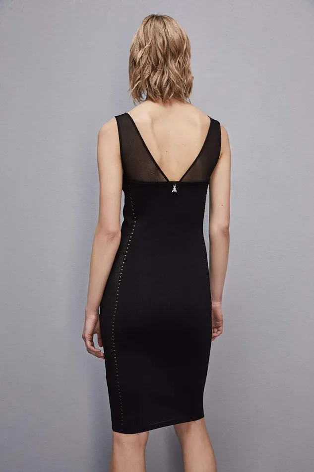 Patrizia Pepe Recycled Nylon And Viscose Blend Slim Dress Black Nero Apparel Mini