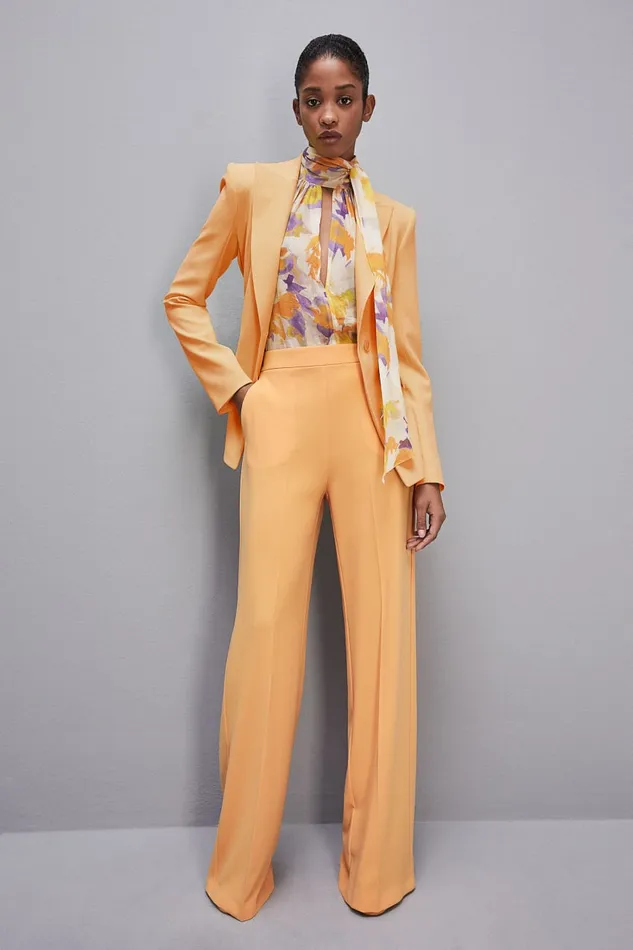 Patrizia Pepe Sabl Crepe Palazzo Pants Orange Orange Sorbet Apparel Palazzo