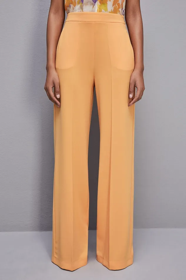 Patrizia Pepe Sabl Crepe Palazzo Pants Orange Orange Sorbet Apparel Palazzo