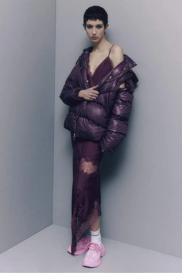 Patrizia Pepe Shiny Nylon Over Down Jacket Purple Plum Elixir Apparel Down Jackets