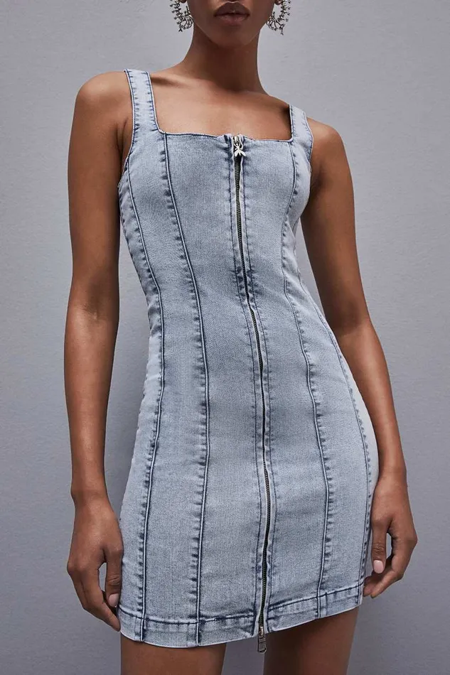 Patrizia Pepe Sleeveless Denim Mini Dress Light Blue Light Bleached Wash Apparel Mini