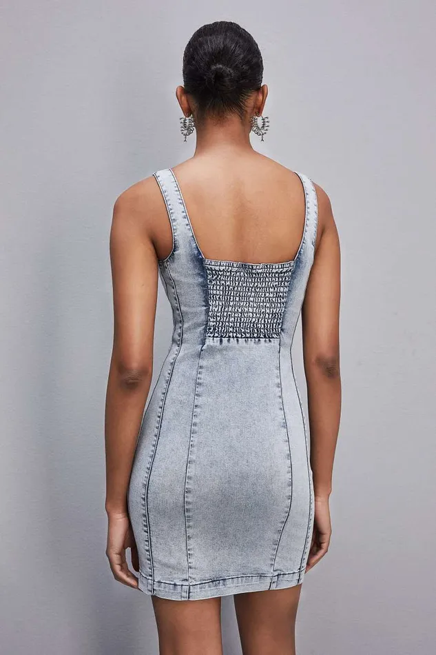 Patrizia Pepe Sleeveless Denim Mini Dress Light Blue Light Bleached Wash Apparel Mini