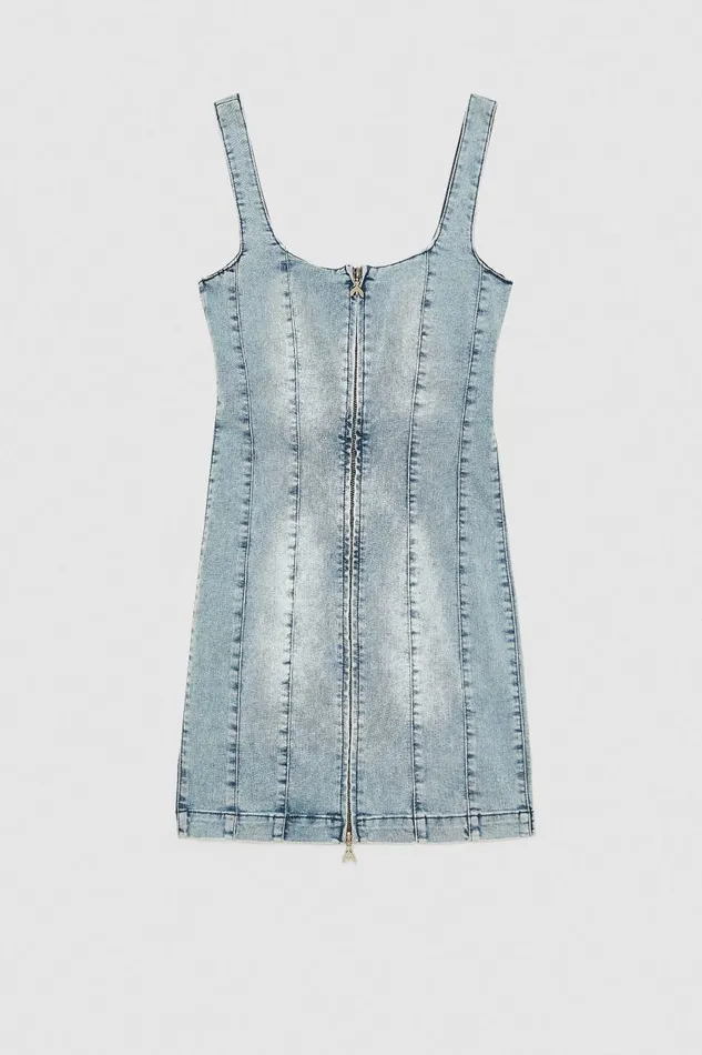 Patrizia Pepe Sleeveless Denim Mini Dress Light Blue Light Bleached Wash Apparel Mini